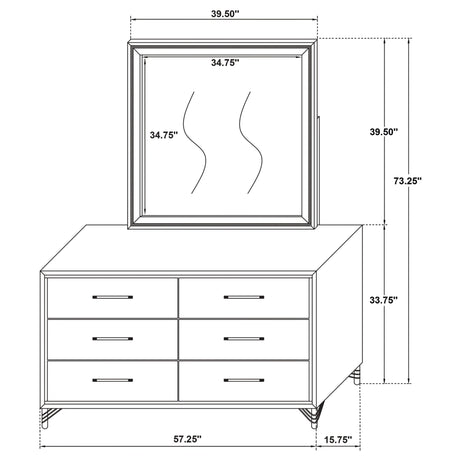 Dresser With Mirror - Lucia 6-drawer Bedroom Dresser with Mirror White