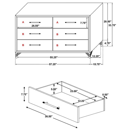 Dresser - Lucia 6-drawer Bedroom Dresser White
