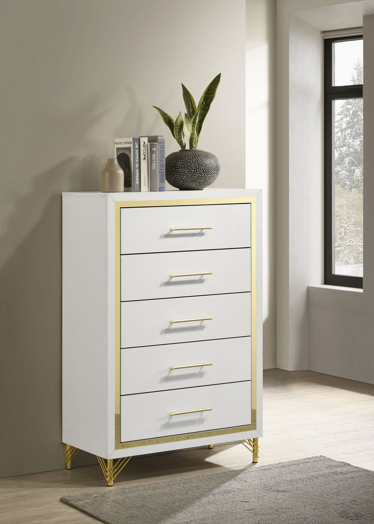 Chest - Lucia 5-drawer Bedroom Chest White