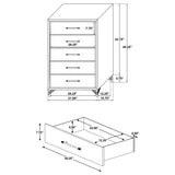 Chest - Lucia 5-drawer Bedroom Chest White