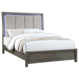 Eastern King Bed  - Kieran Wood Eastern King LED Panel Bed Grey