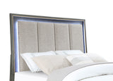 Eastern King Bed  - Kieran Wood Eastern King LED Panel Bed Grey