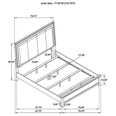 Eastern King Bed  - Kieran Wood Eastern King LED Panel Bed Grey