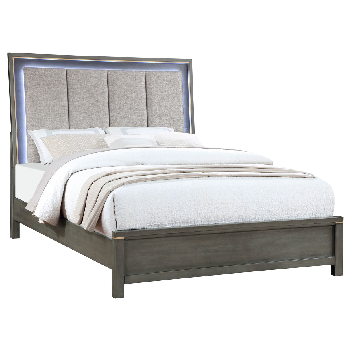 California King Bed - Kieran Wood California King LED Panel Bed Grey