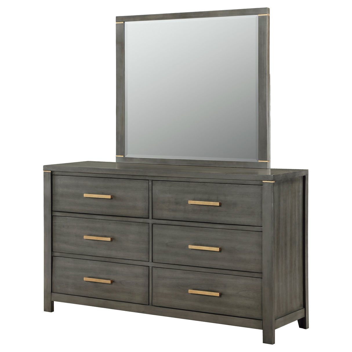 Dresser With Mirror - Kieran 6-drawer Bedroom Dresser with Mirror Grey