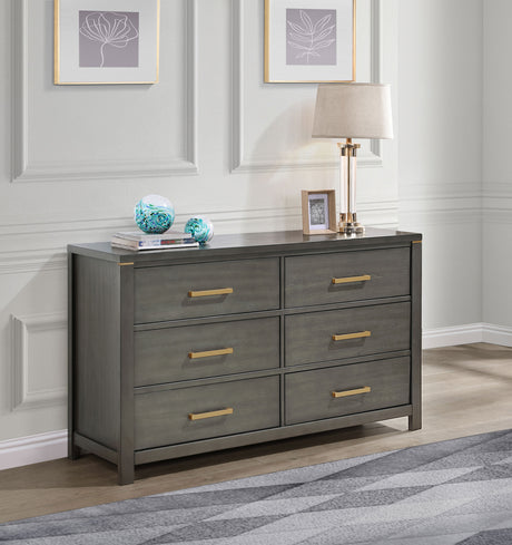 Dresser - Kieran 6-drawer Bedroom Dresser Grey