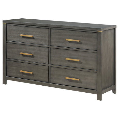 Dresser - Kieran 6-drawer Bedroom Dresser Grey