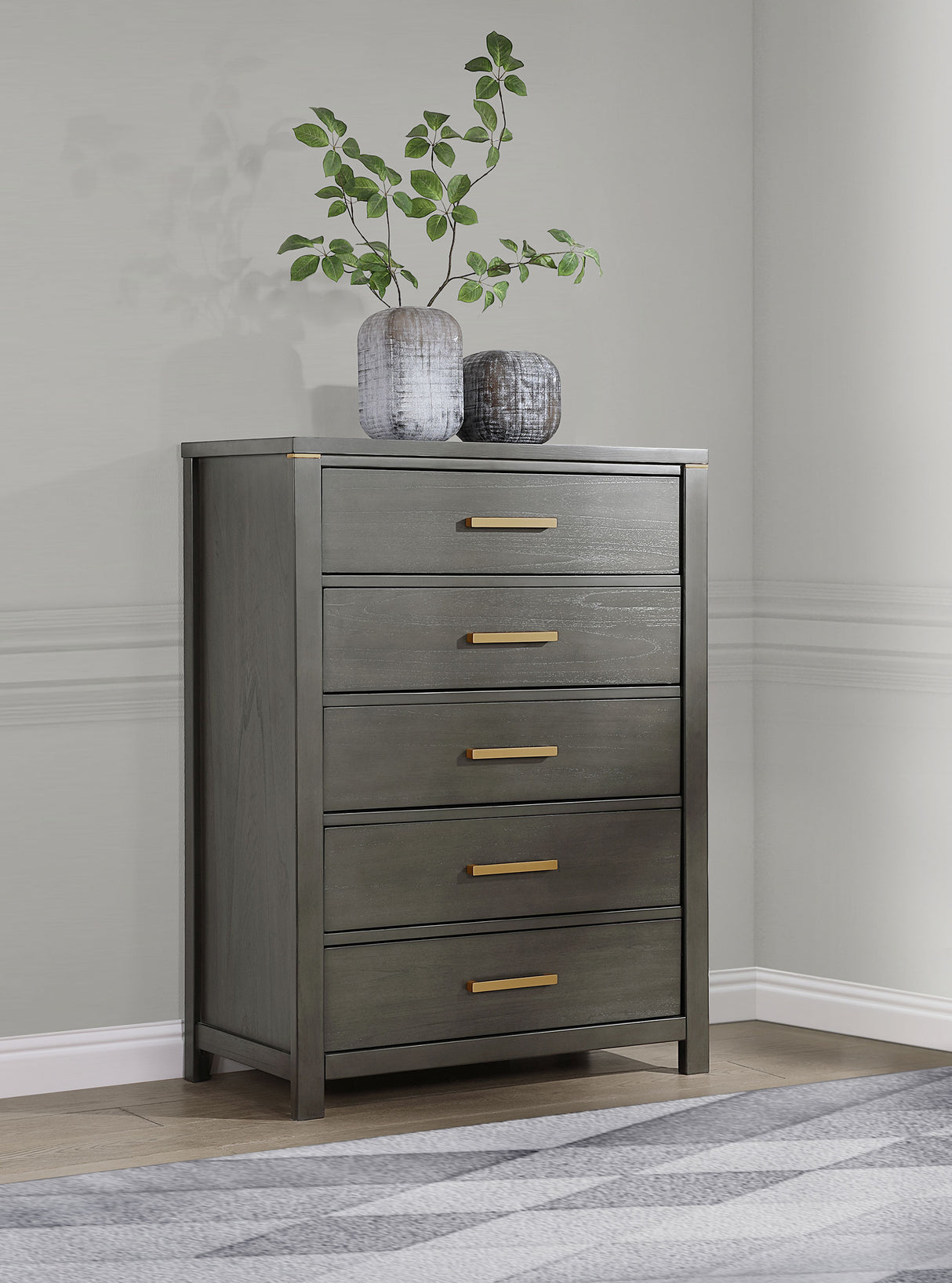 Chest - Kieran 5-drawer Bedroom Chest Grey