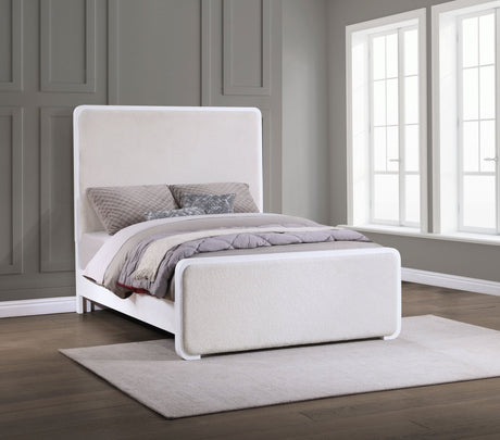 Anastasia Upholstered Eastern King Panel Bed Pearl White | Coaster - 224751KE - Home Elegance USA - 2