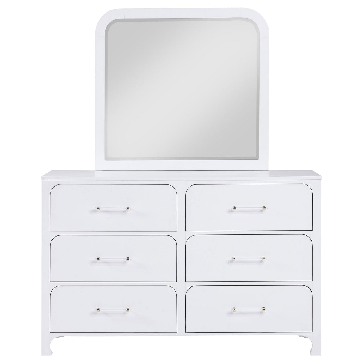 Anastasia 6 - drawer Bedroom Dresser with Mirror Pearl White | Coaster - 224753M - Home Elegance USA - 3