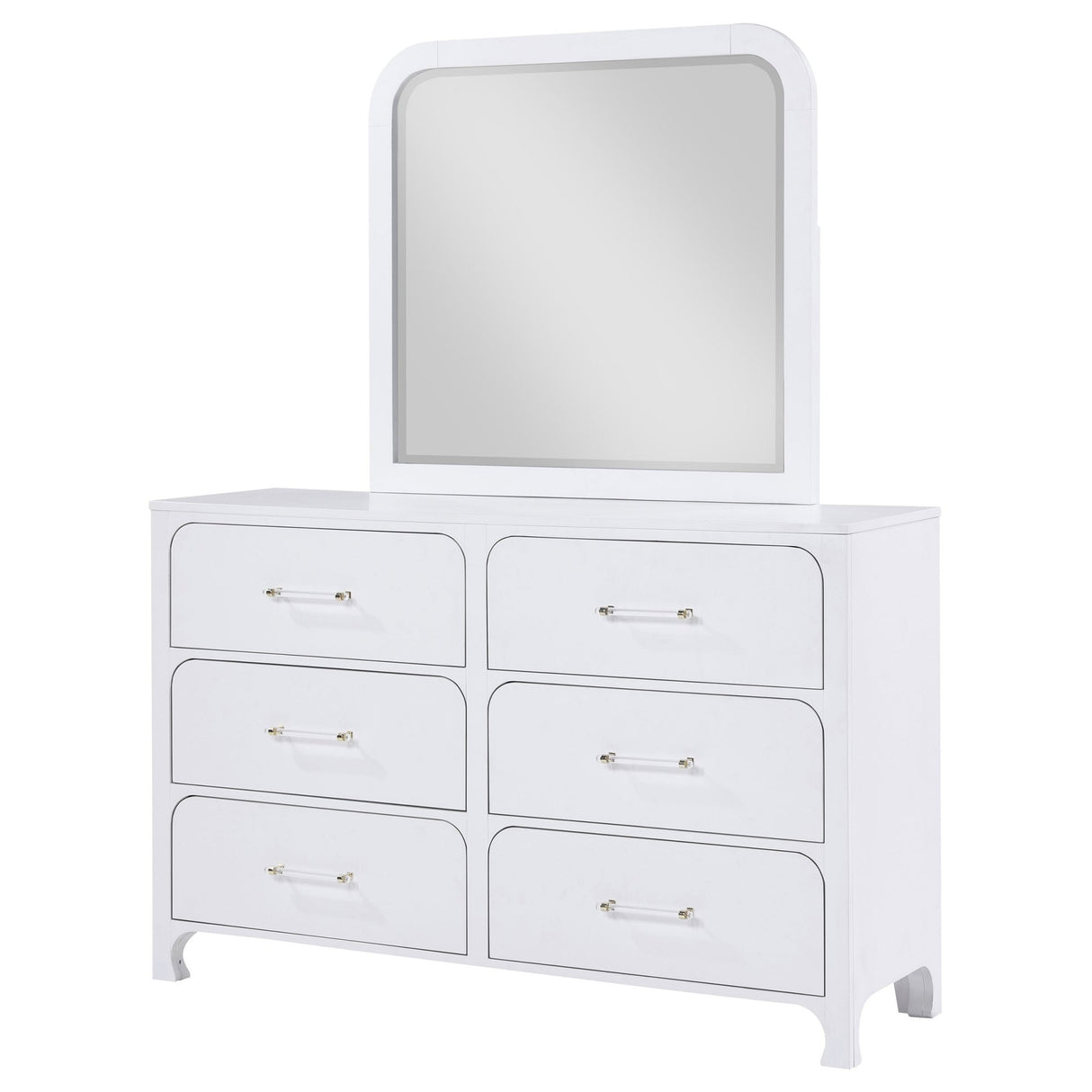 Anastasia 6 - drawer Bedroom Dresser with Mirror Pearl White | Coaster - 224753M - Home Elegance USA - 4