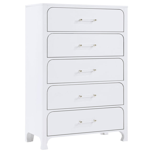 Anastasia 5 - drawer Bedroom Chest Pearl White | Coaster - 224755 - Home Elegance USA - 1