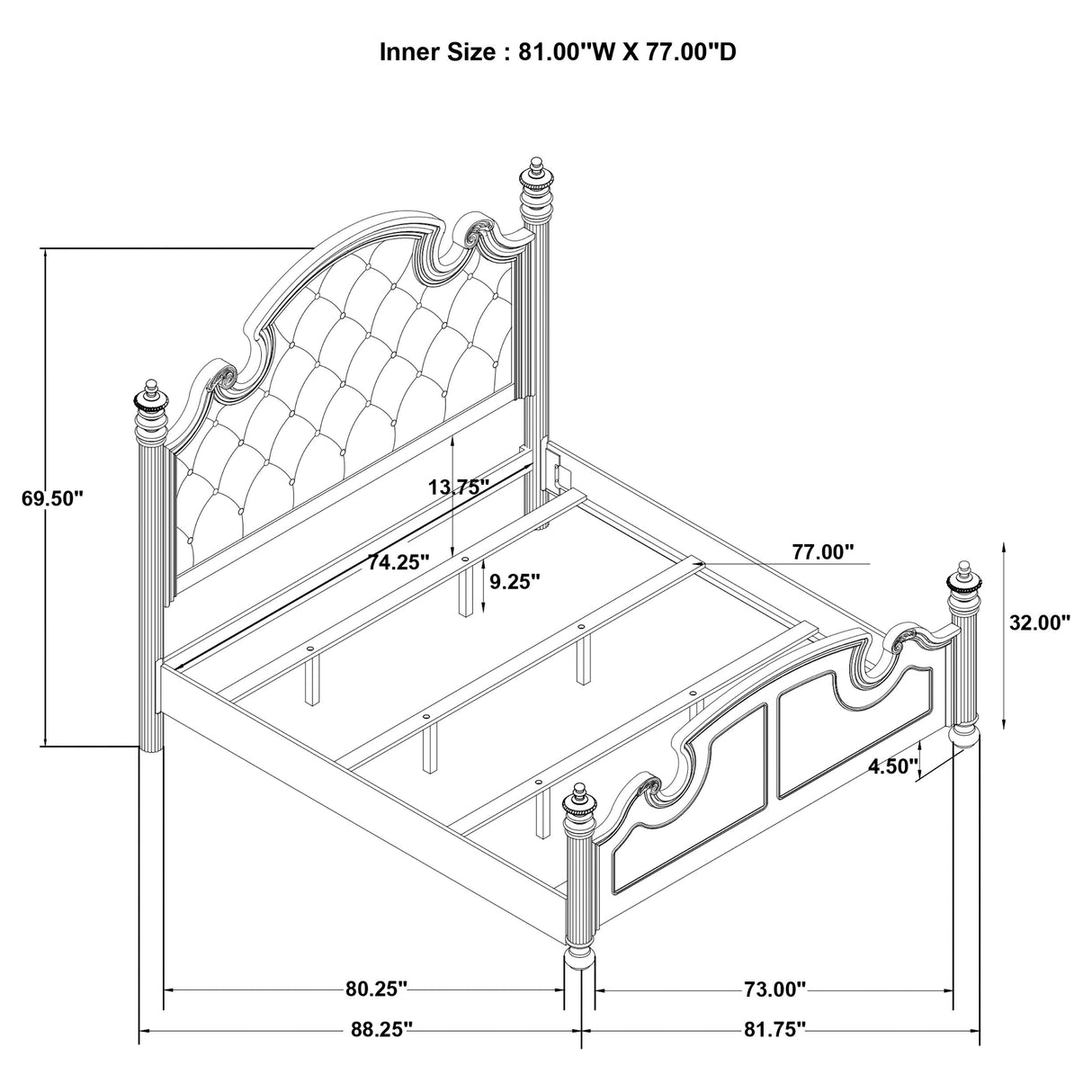 Eastern King Bed 4 Pc Set - Celina 4-piece Eastern King Bedroom Set Black