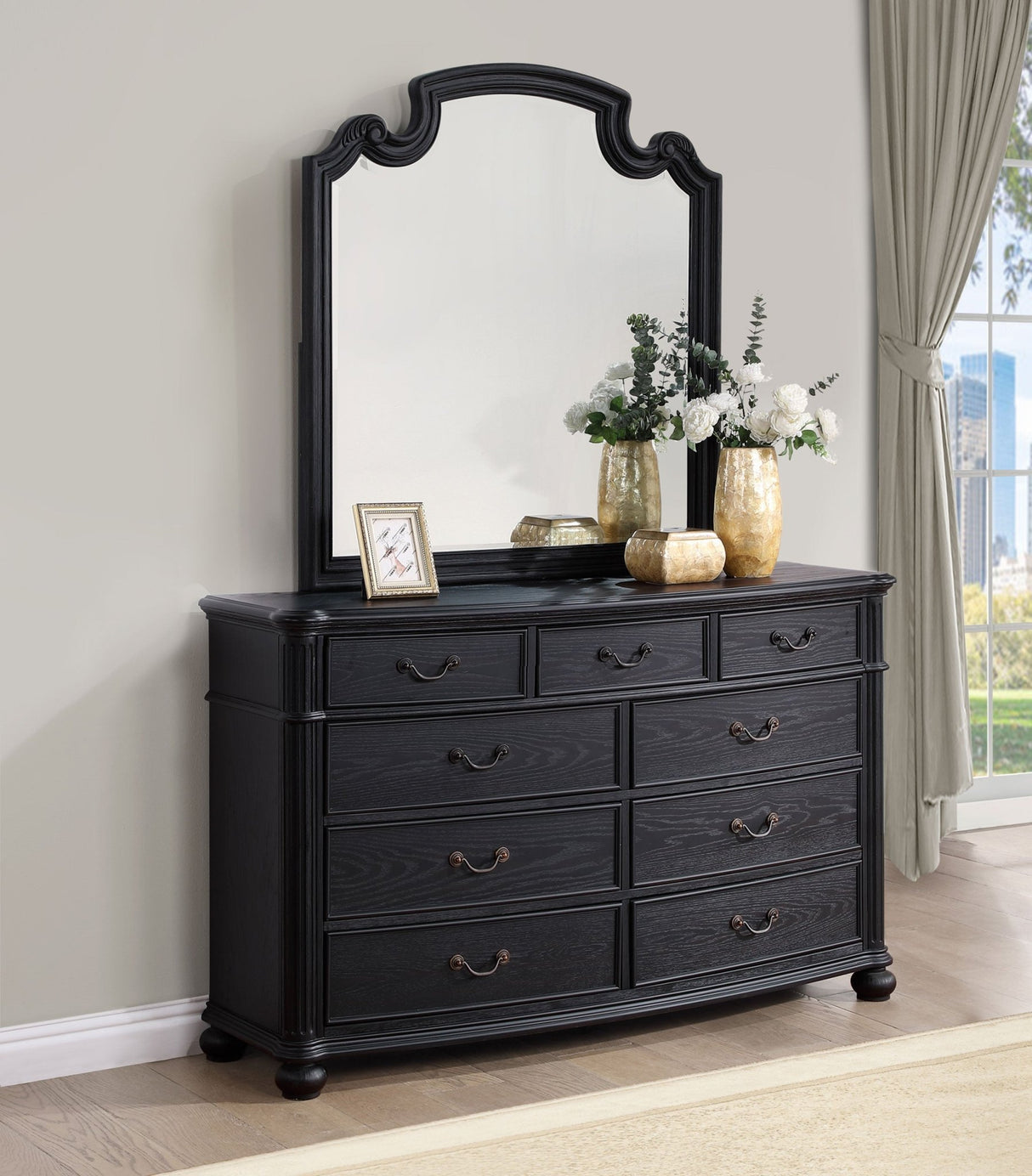 Dresser With Mirror - Celina 9-drawer Bedroom Dresser with Mirror Black