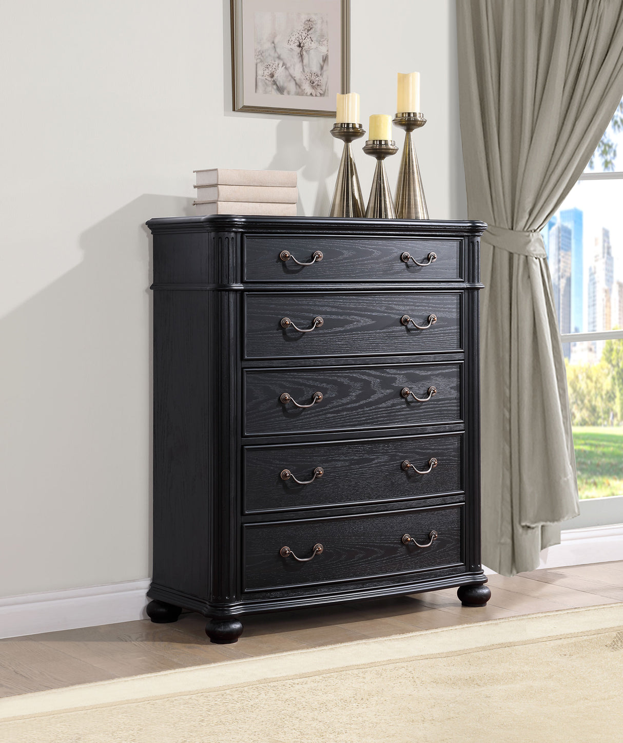 Chest - Celina 5-drawer Bedroom Chest Black