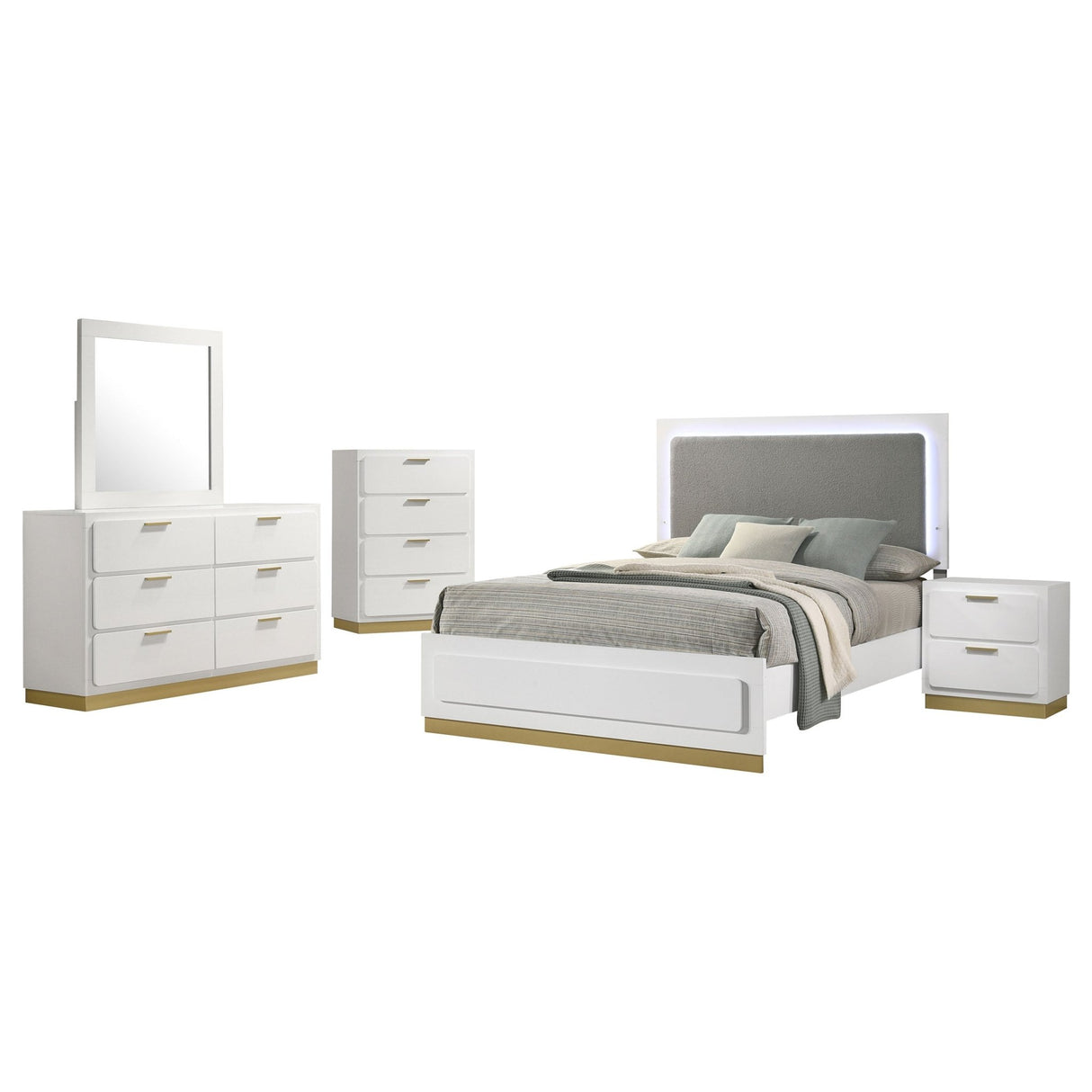 Caraway 5 - piece Eastern King Bedroom Set White | Coaster | Home Elegance USA