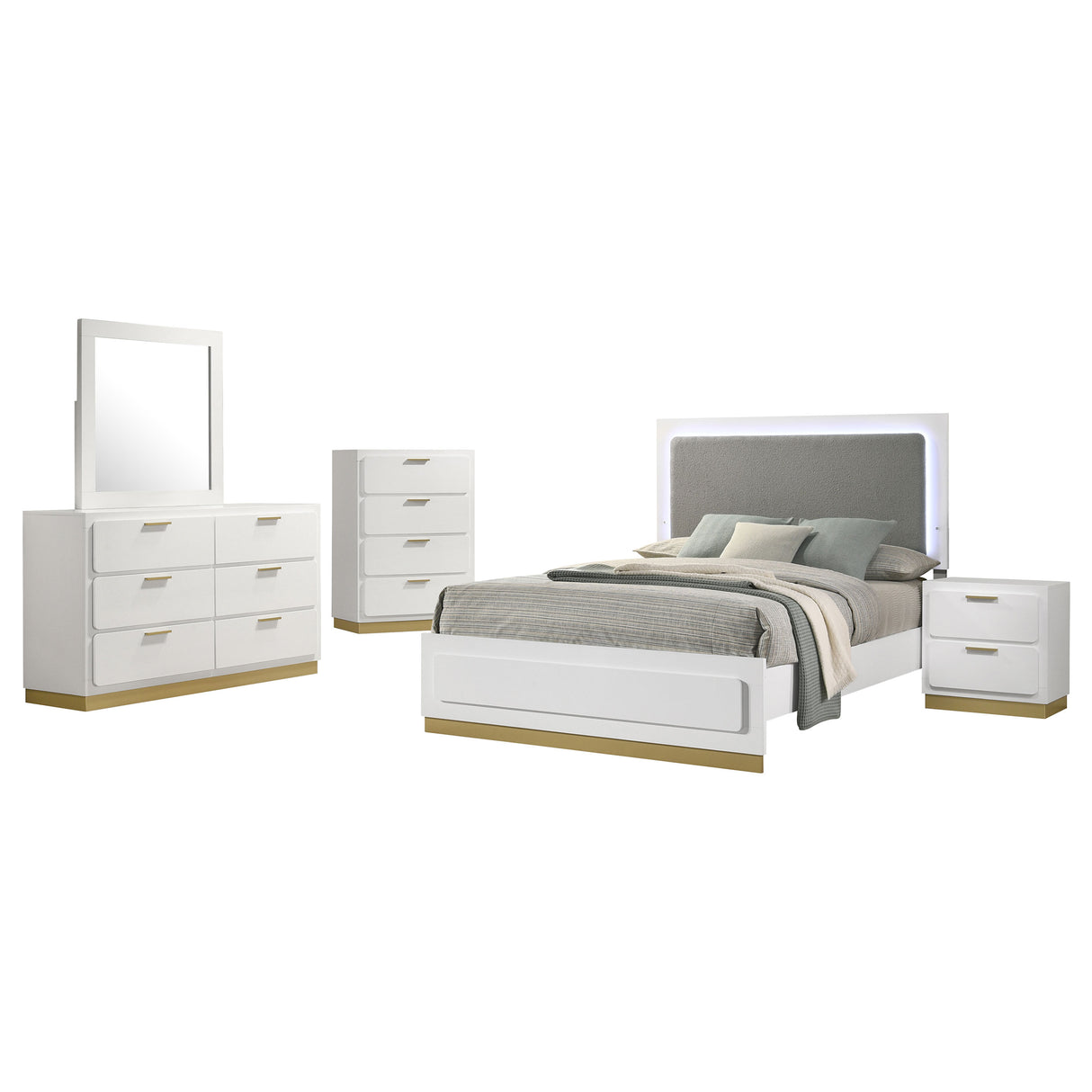 California King Bed 5 Pc Set - Caraway 5-piece California King Bedroom Set White