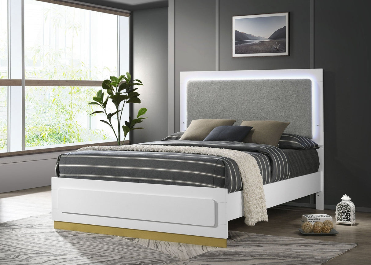 C King Bed - Caraway Wood California King LED Panel Bed White | Coaster - 224771KW - Home Elegance USA - 2