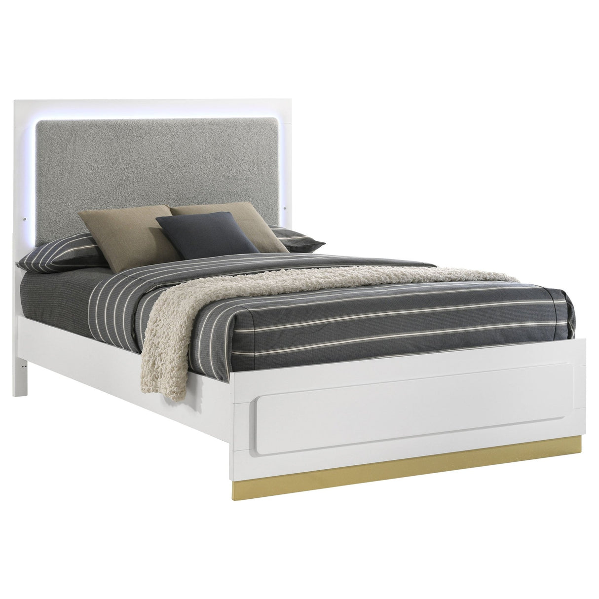 C King Bed - Caraway Wood California King LED Panel Bed White | Coaster - 224771KW - Home Elegance USA - 3