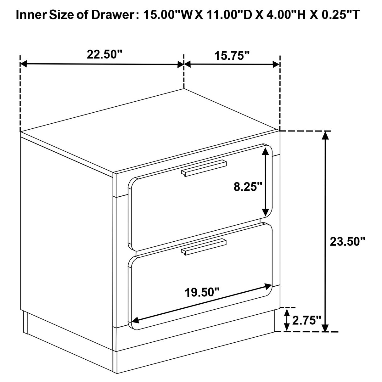 Caraway 2-drawer Nightstand White - Home Elegance USA