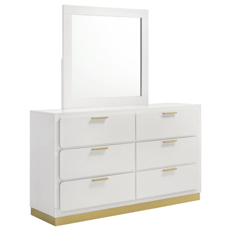 Caraway 6 - drawer Bedroom Dresser with Mirror White | Coaster | Home Elegance USA