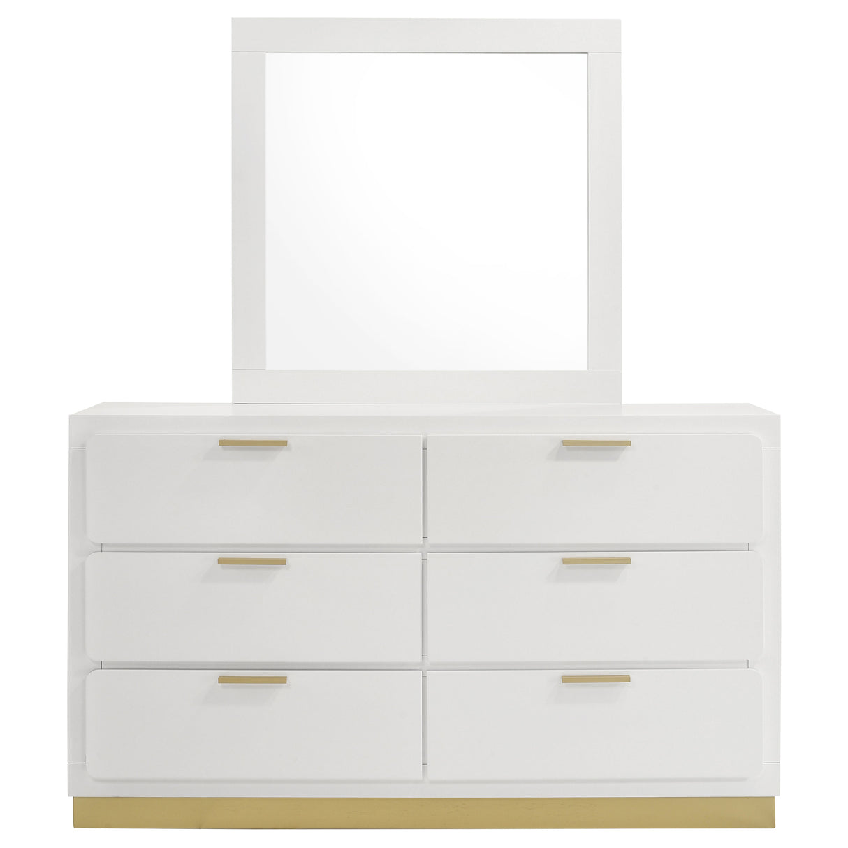 Dresser With Mirror - Caraway 6-drawer Bedroom Dresser with Mirror White