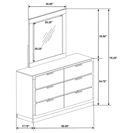 Caraway 6 - drawer Bedroom Dresser with Mirror White | Coaster | Home Elegance USA