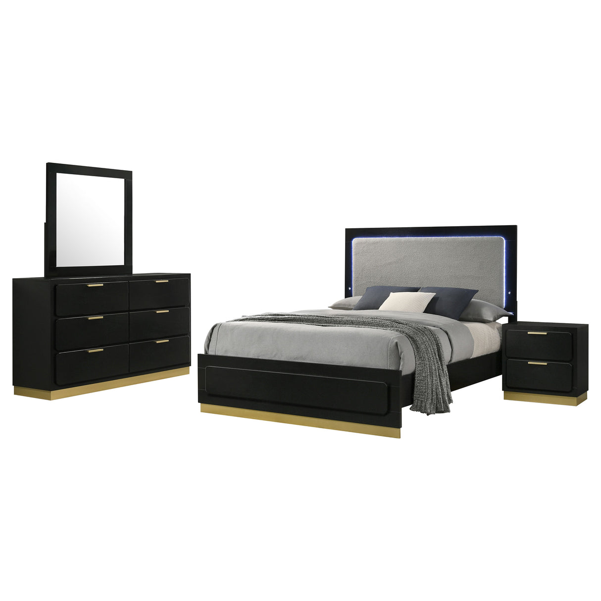 Eastern King Bed 4 Pc Set - Caraway 4-piece Eastern King Bedroom Set Black