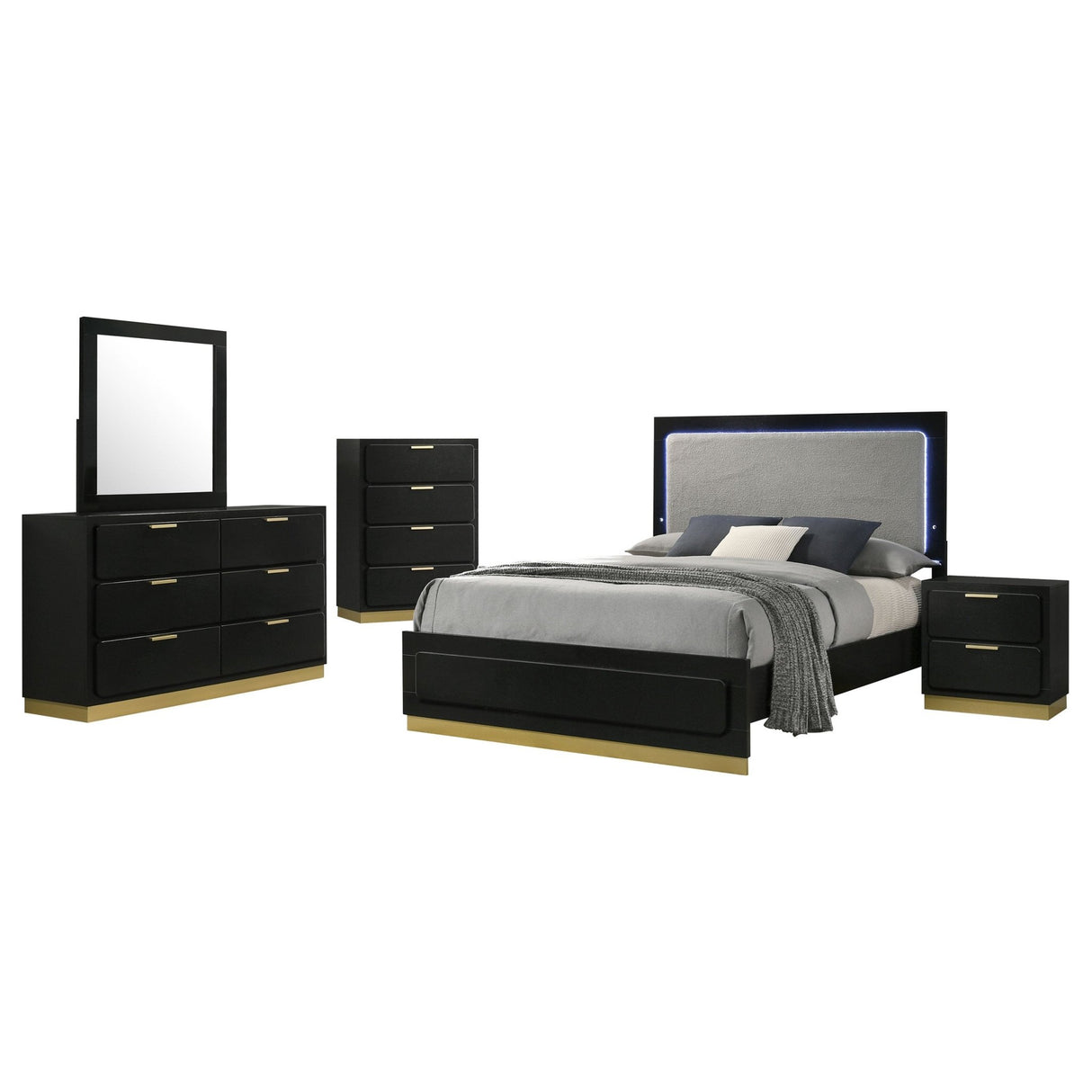 Caraway 5 - piece Eastern King Bedroom Set Black | Coaster | Home Elegance USA