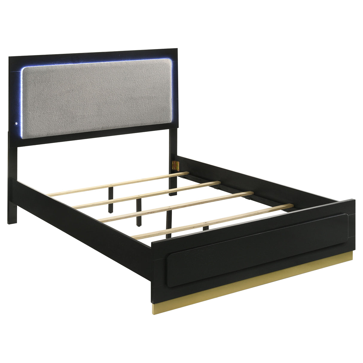 E King Bed  - Caraway Wood Eastern King LED Panel Bed Black