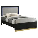 E King Bed  - Caraway Wood Eastern King LED Panel Bed Black