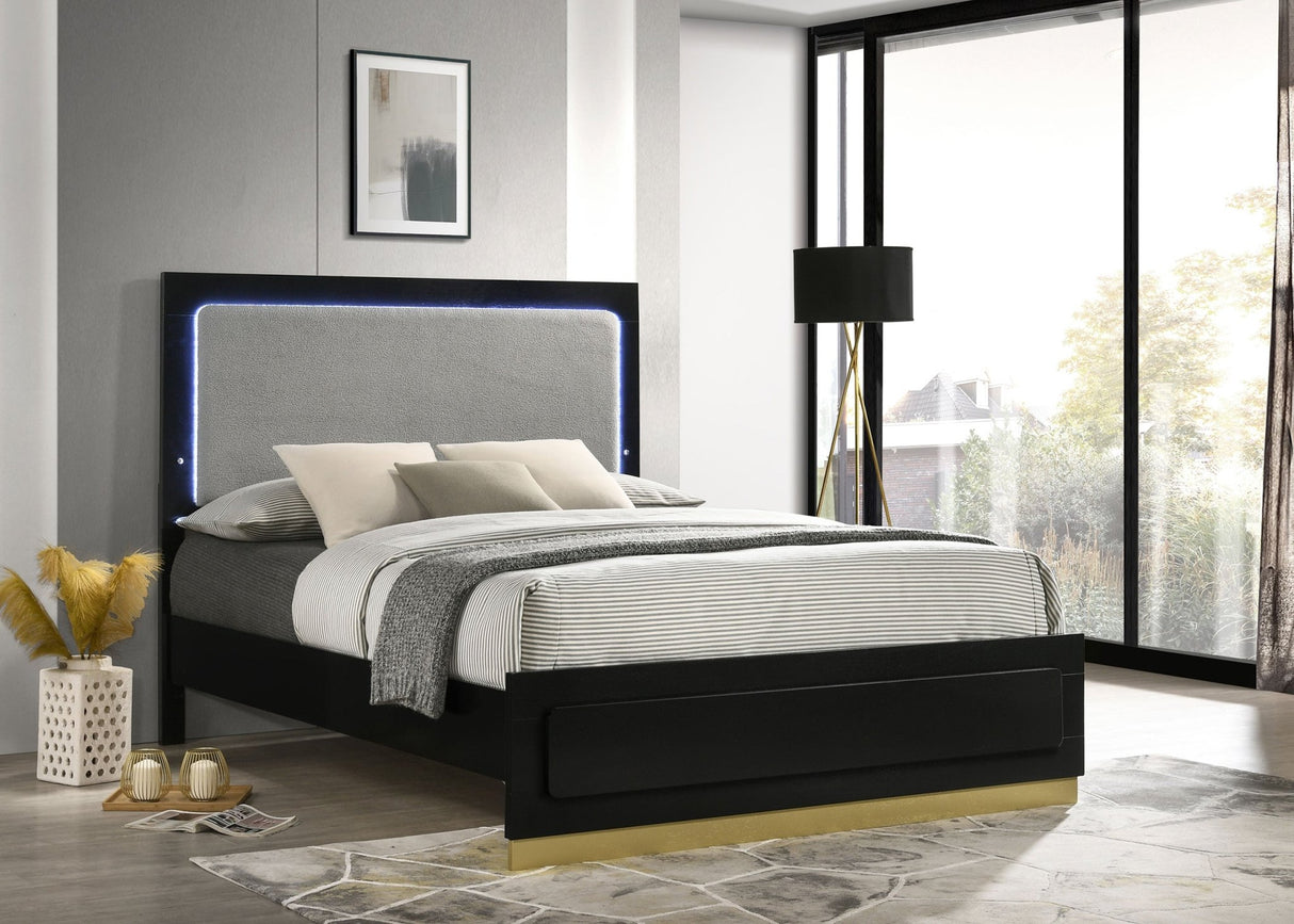 C King Bed - Caraway Wood California King LED Panel Bed Black | Coaster - 224781KW - Home Elegance USA - 2