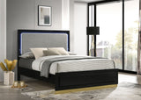 Caraway Wood Queen LED Panel Bed Black | Coaster | Home Elegance USA