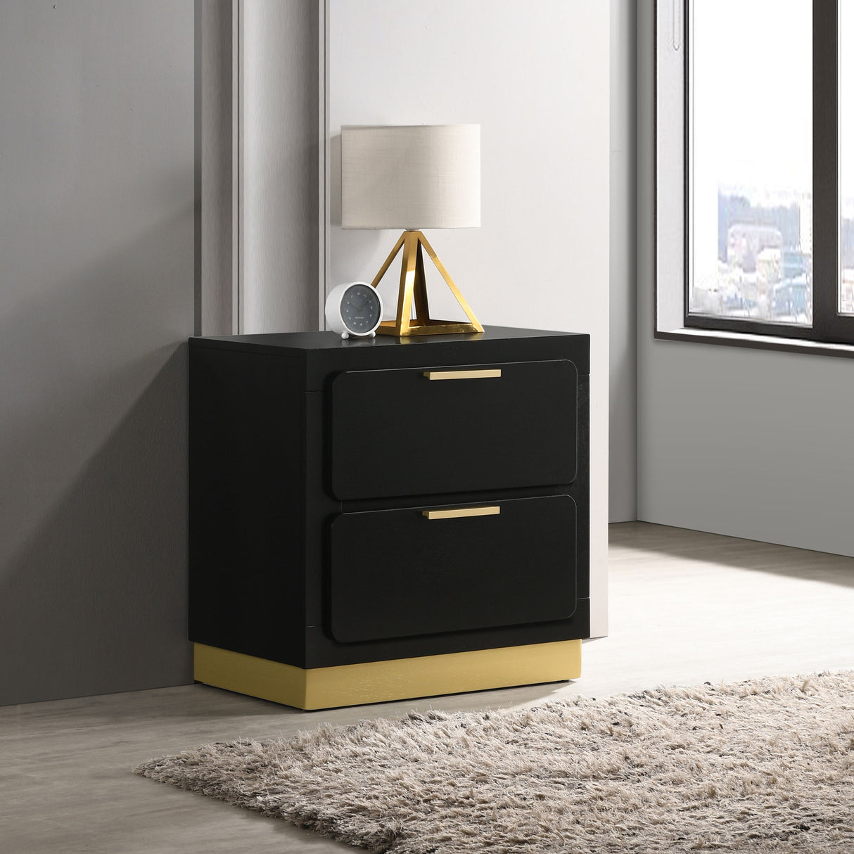 Nightstand - Caraway 2-drawer Nightstand Bedside Table Black