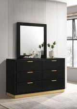 Caraway 6 - drawer Bedroom Dresser with Mirror Black | Coaster | Home Elegance USA