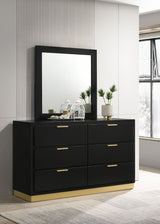 Dresser With Mirror - Caraway 6-drawer Bedroom Dresser with Mirror Black