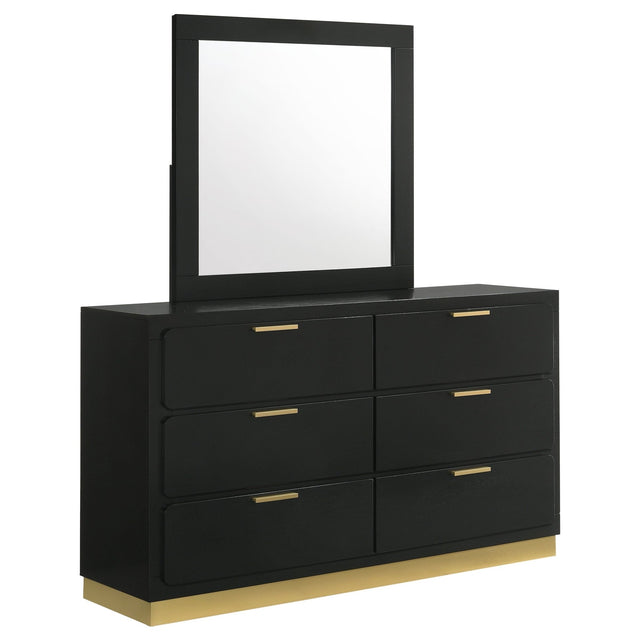 Caraway 6 - drawer Bedroom Dresser with Mirror Black | Coaster | Home Elegance USA