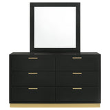 Caraway 6 - drawer Bedroom Dresser with Mirror Black | Coaster | Home Elegance USA