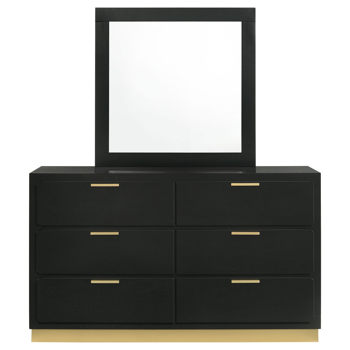 Dresser With Mirror - Caraway 6-drawer Bedroom Dresser with Mirror Black