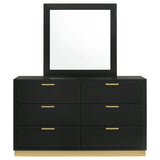 Dresser With Mirror - Caraway 6-drawer Bedroom Dresser with Mirror Black