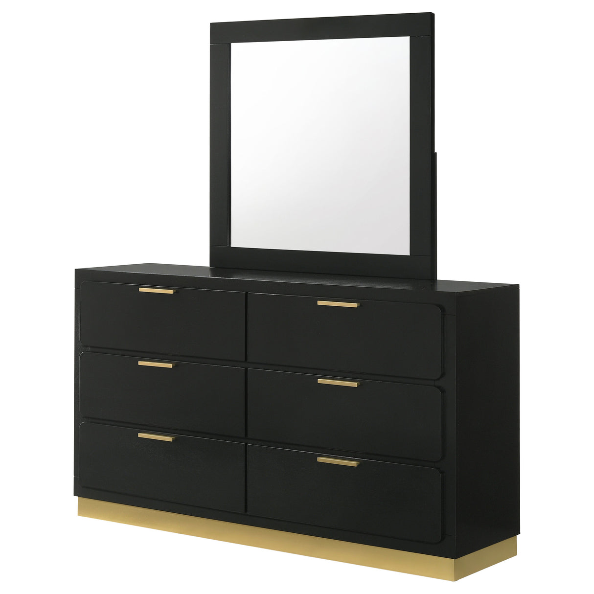 Dresser With Mirror - Caraway 6-drawer Bedroom Dresser with Mirror Black