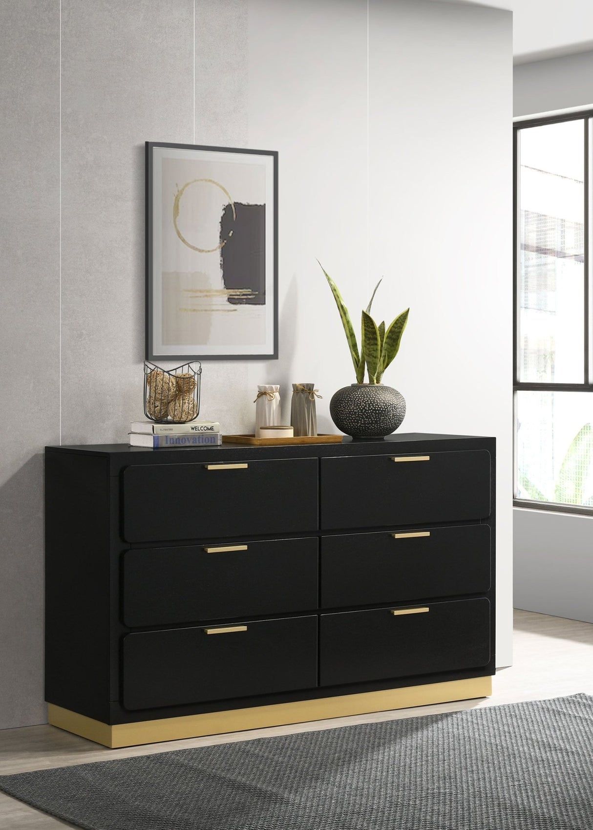 Caraway 6 - drawer Bedroom Dresser Black | Coaster - 224783 - Home Elegance USA - 2