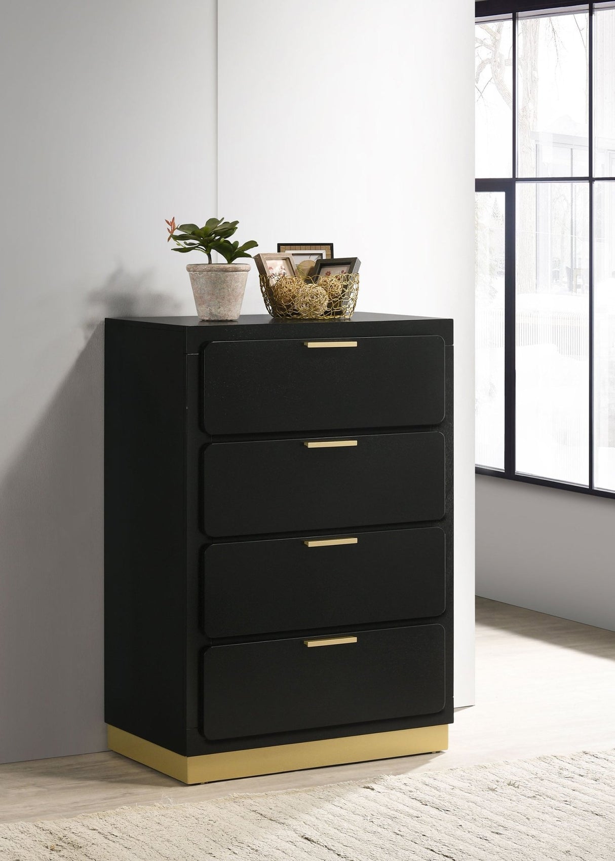 Caraway 4 - drawer Bedroom Chest Black | Coaster - 224785 - Home Elegance USA - 2