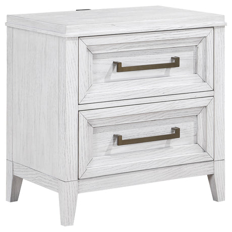 Marielle 2-drawer Nightstand Bedside Table Distressed White - Home Elegance USA