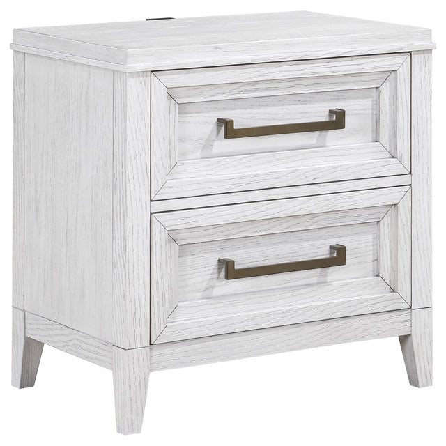Marielle 2-drawer Nightstand Bedside Table Distressed White - Home Elegance USA