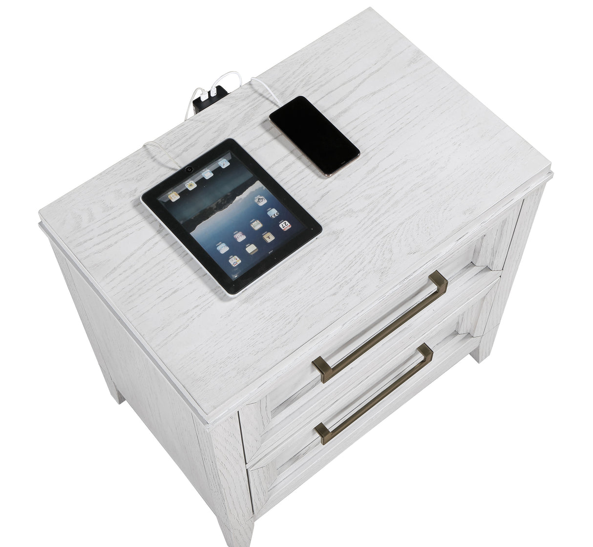 Marielle 2-drawer Nightstand Bedside Table Distressed White - Home Elegance USA