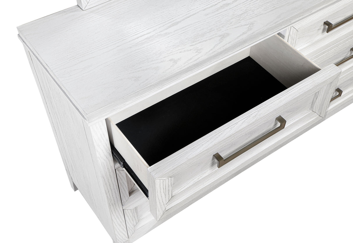 Marielle 6-drawer Dresser with Mirror Distressed White - Home Elegance USA