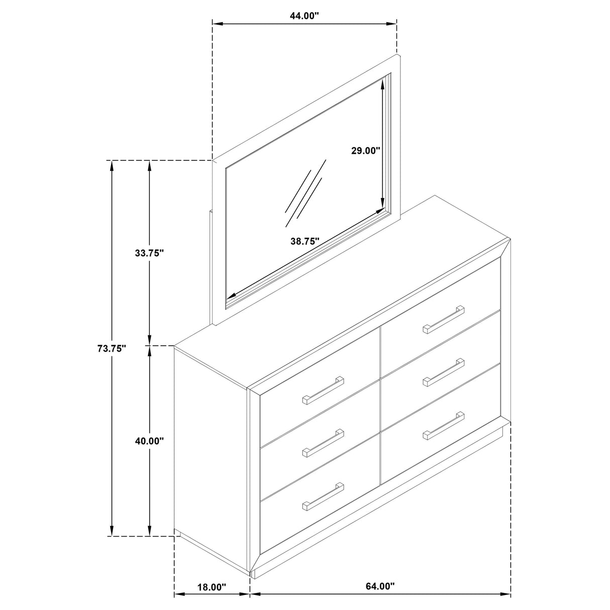 Kenora 6-drawer Dresser and Mirror Barley Brown - Home Elegance USA