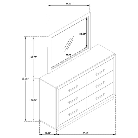 Kenora 6-drawer Dresser and Mirror Barley Brown - Home Elegance USA