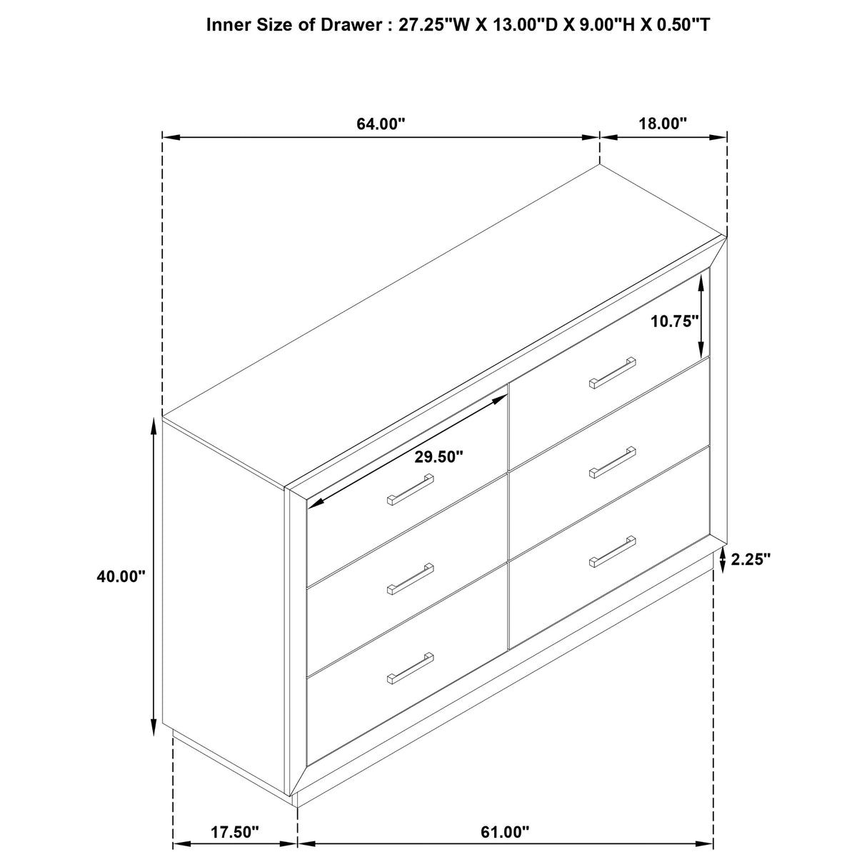 Kenora 6-drawer Dresser Barley Brown - Home Elegance USA